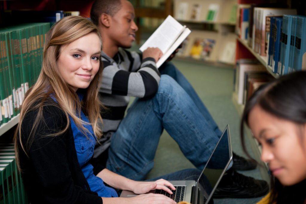 Teens working on a group project